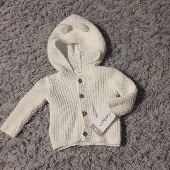 Carter's Other - Carter’s white knit sweater with hood